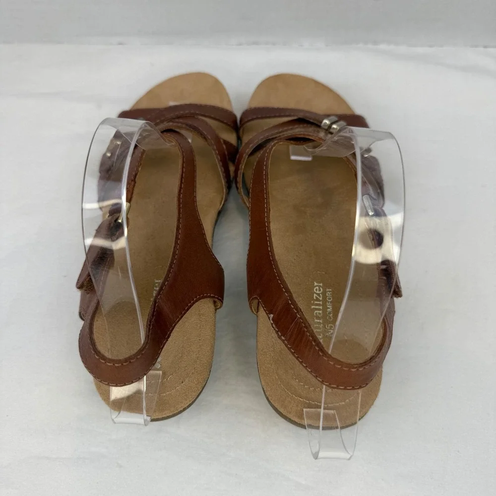 Naturalizer Winsome Brown Leather Strappy Slingback Wedge Sandals Womens 8.5N